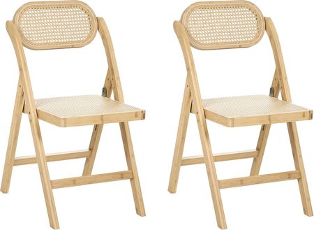 Beliani Zestaw 2 Krzeseł ORAISON Składane Jasnobrązowy Drewno bambusowe 704469