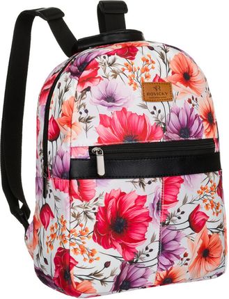 Wielokolorowy plecak damski w kwiaty zawieszony na regulowanych szelkach - Rovicky
