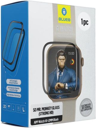 Blueo Szkło Hartowane 5D Mr Monkey Glass Do Apple Watch 10 11 42Mm Czarny