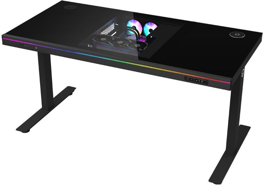 фото Геймерський ігровий стіл Lorgar DE90G Glass Black (LRG-DE90G) 1