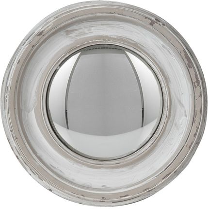 Lustro Clayre & Eef 62S247 okrągłe 23 x 23 cm Biały Polyresin postarzane efekt rybiego oka 8717459821644