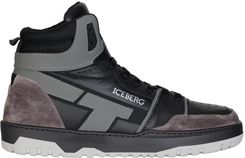 Ranking ICEBERG wysokie włoskie sneakersy męskie BLACK Popularne włoskie buty