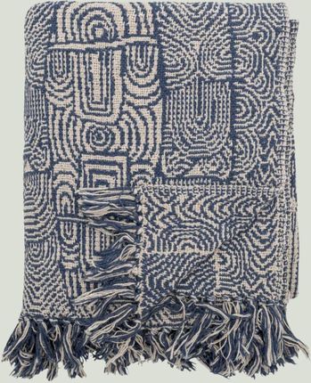 BLOOMINGVILLE Narzuta na łóżko Bresso 200X220 niebieska bawełna z recyklingu