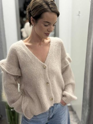 Moherowy sweterek z falbanką (beż, One size)