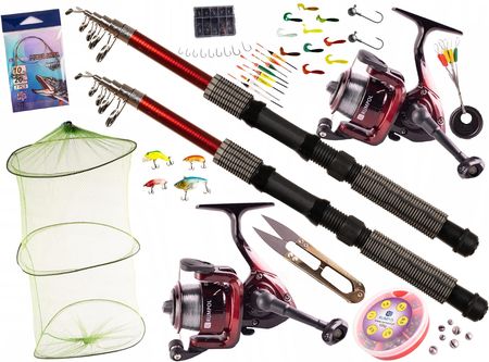 ZESTAW WĘDKARSKI DLA 2 OSÓB 2X WĘDKA 4.5M 2X KOŁOWROTEK XM200 SADZYK GRATIS