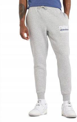 Spodnie Męskie New Balance Dresy Dresowe Joggery Szare Ciepłe
