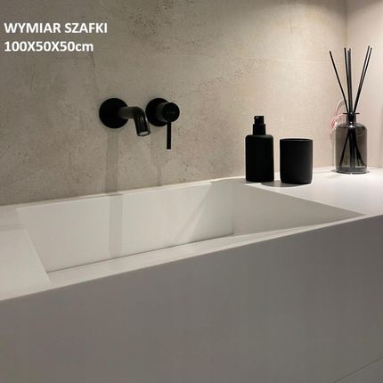 Szafka podwieszana kompozytowa 100 cm biały z umywalką liniową SZAFKA_LINIOWA_100CM 5908019400727