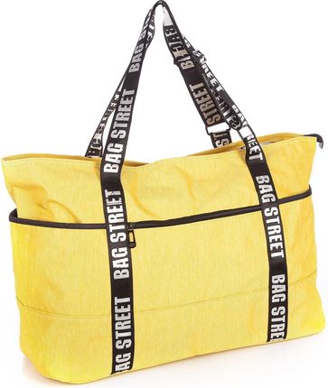 Bag Street duża torba podręczna na ramię A4 zapinana na zamek żółta