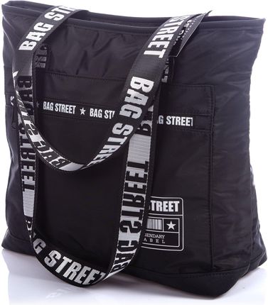 Bag Street lekka duża młodzieżowa torba damska na ramię shopper materiałowa A4 czarna