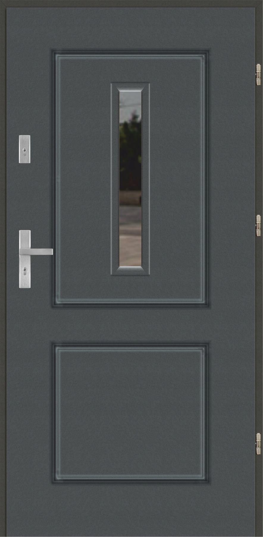 Drzwi zewnętrzne Polskie Drzwi Blue Plus Trio 2 S Antracyt Prawe 90cm ...