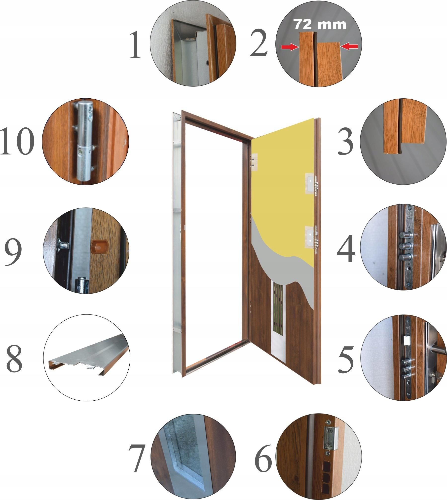 Drzwi zewnętrzne Polskie Drzwi Lux Gala 135 Inox Złoty Dąb Lewe 90cm Na ...