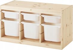IKEA Rega� Trofast z pojemnikami jasna sosna bejcowana na bia�o, bia�y, drewno 93x52x44 cm 19533324