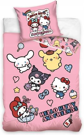 Carbotex Komplet pościeli Hello Kitty bawełniana 200x160+80x70cm HK254009HELLOKITTY