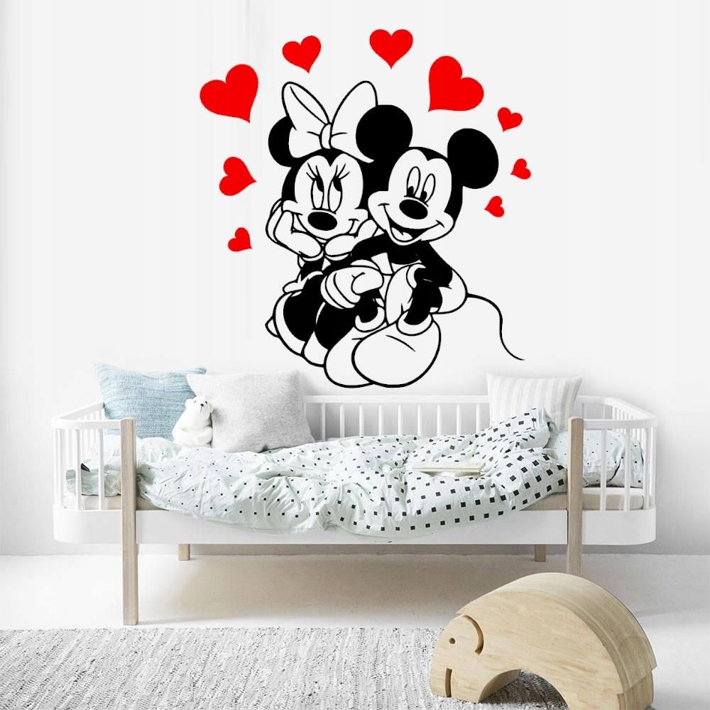 Naklejka Ścienna Z Imieniem Myszka Mickey i Minnie Serca 70x60 cm ...