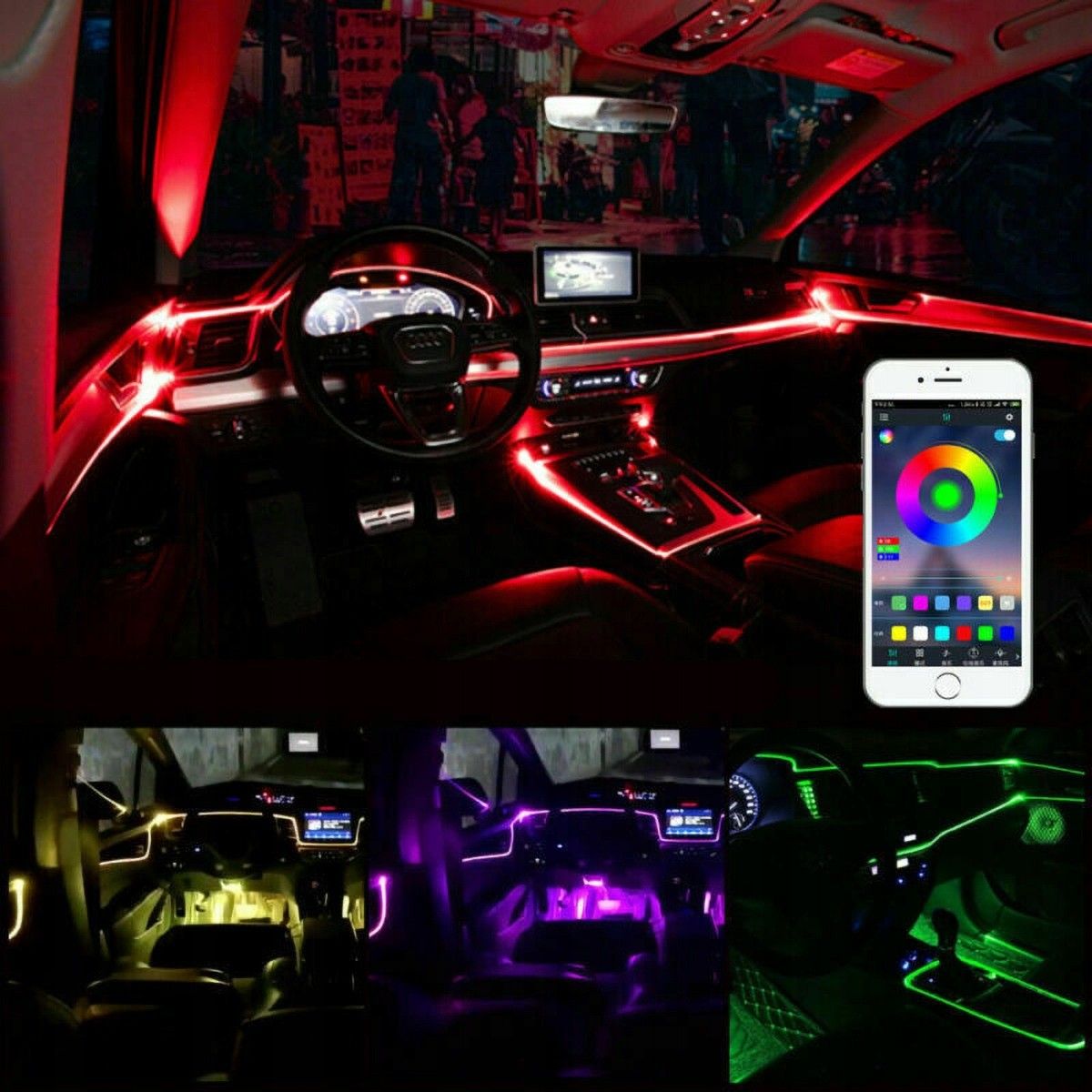 Oświetlenie wnętrza auta LED RGB 8m (DZS01) - Opinie i atrakcyjne ceny ...
