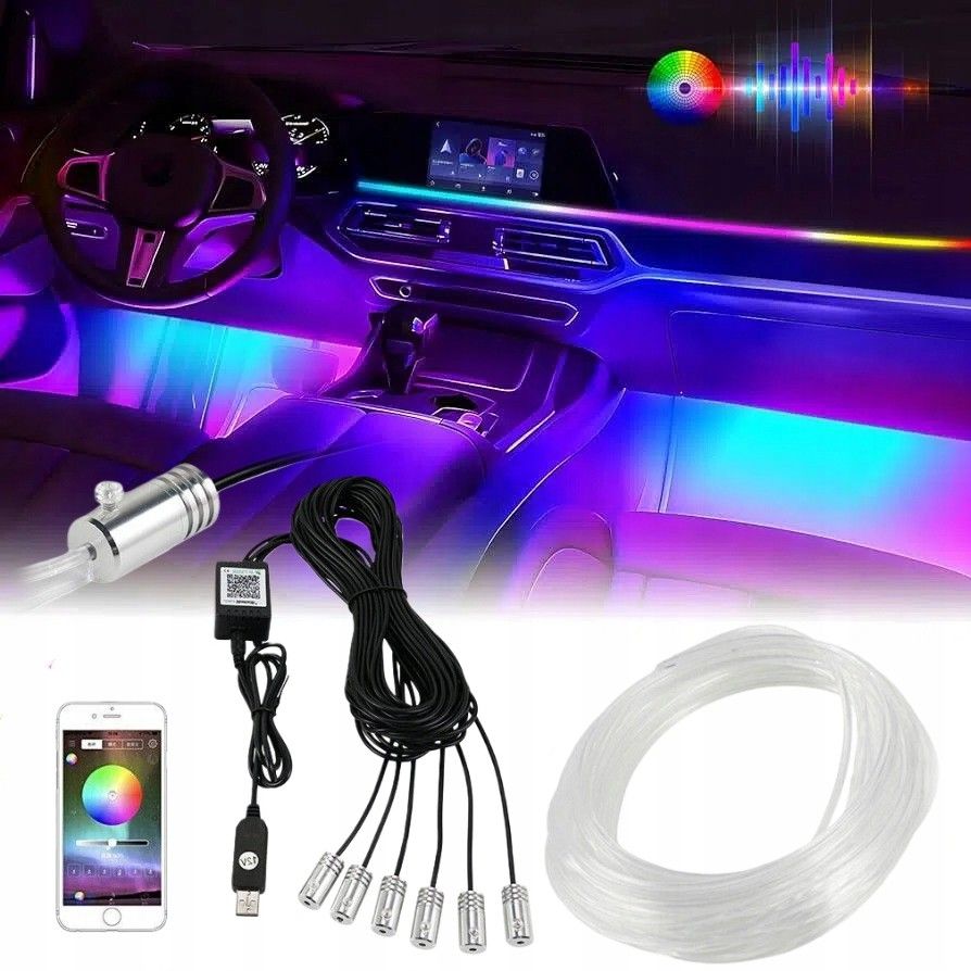 Oświetlenie wnętrza auta LED RGB 8m (DZS01) - Opinie i atrakcyjne ceny ...
