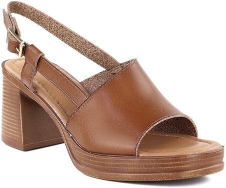 Sandały damskie na słupku brązowe Potocki 54324