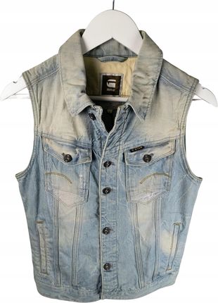 G-Star Raw Damska/Męska Kamizelka Jeansowa S Niebieska 100% Bawełna ( z defektem)