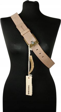 Diesel Pasek Skórzany Męski Jasnobrązowy 112 Cm 5 Cm Uniwersalny 100% Skóra Naturalna