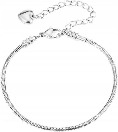 Bransoletka modułowa charms baza z serduszkiem stal 316L 17,5cm