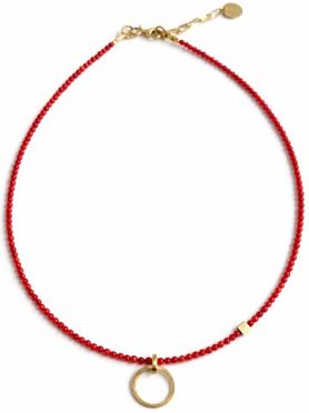 KRAUZA Naszyjnik Choker z Koralem 10683