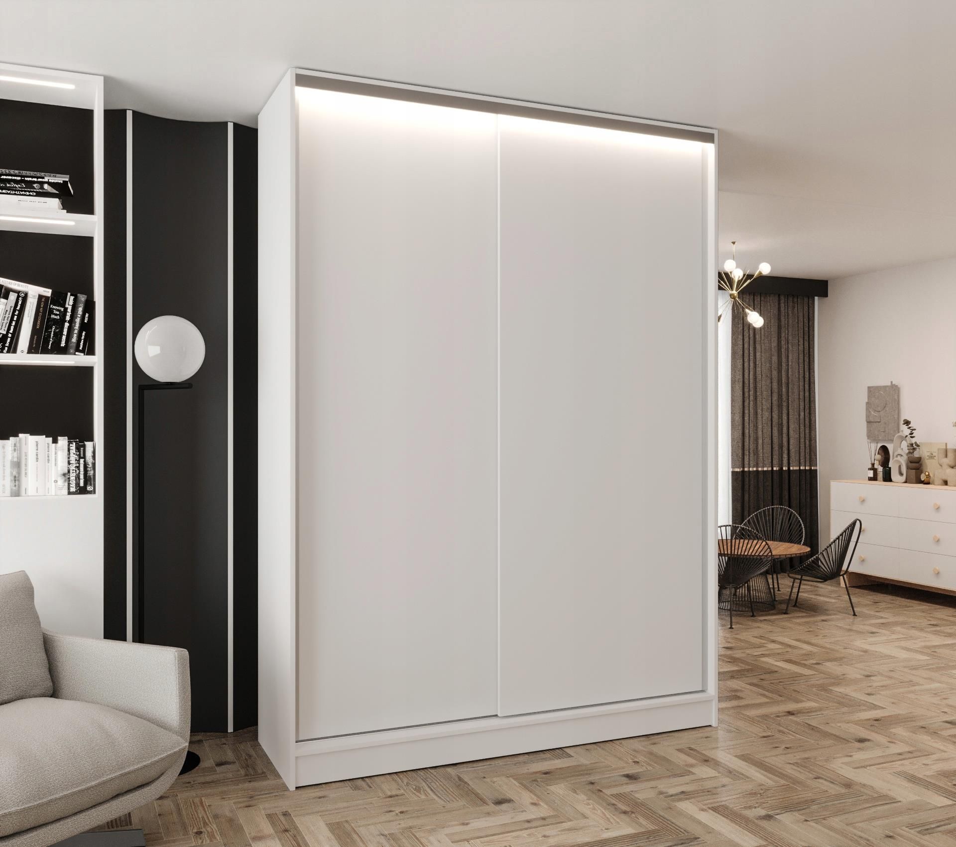 KAMILMEBLE Szafa Przesuwna Altus 2D LUMIO 140x250x60 cm Biały Mat Z ...