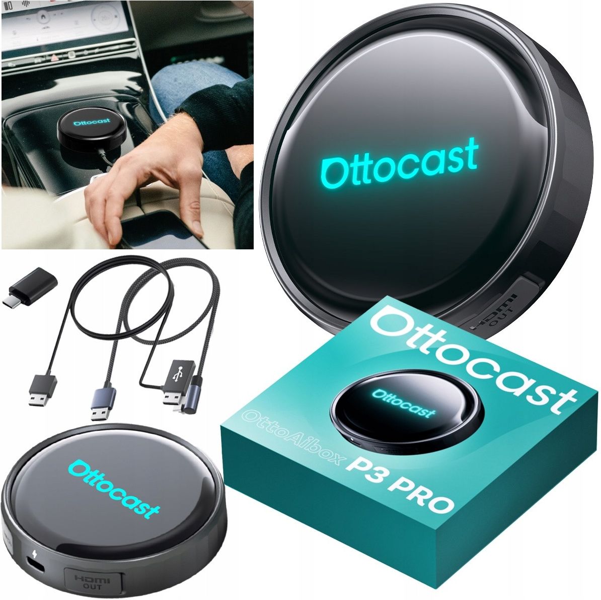 Ottocast Adapter OttoAibox P3 Bezprzewodowy CarPlay Android Auto