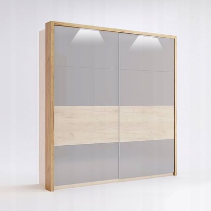 Szafa Przesuwna Dwudrzwiowa Asti AS-68-WB 209x214x14 cm Biała Matowa Z Oświetleniem LED Listwa Zewnętrzna 200 cm MIROAS68WB