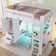 Arhatreya Łóżko piętrowe biały 90x200 4 szuflady biurko szafa LED/USB