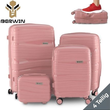 Berwin Zestaw Walizek Torna 4W1 Twarde Walizki Na Kółkach + Kosmetyczka Dusty Rose