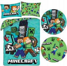 Zdjęcie Halantex Komplet pościeli Minecraft 140x200+70x90cm MNC744BL - Korsze