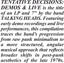 Zdjęcie Talking Heads - Tentative Decisions - Demos & Live (Limited) (Winyl) - Busko-Zdrój