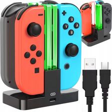 Zdjęcie STACJA ŁADUJĄCA ŁADOWARKA DO 4X JOY-CON NINTENDO SWITCH PODŚWIETLENIE LED - Żmigród