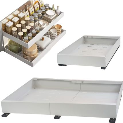 Organizer Szafki Wysuwana Półka Do Kuchni Do Szafki Kuchennej Regulowana Rozsuwana 30-54Cm Na Boki
