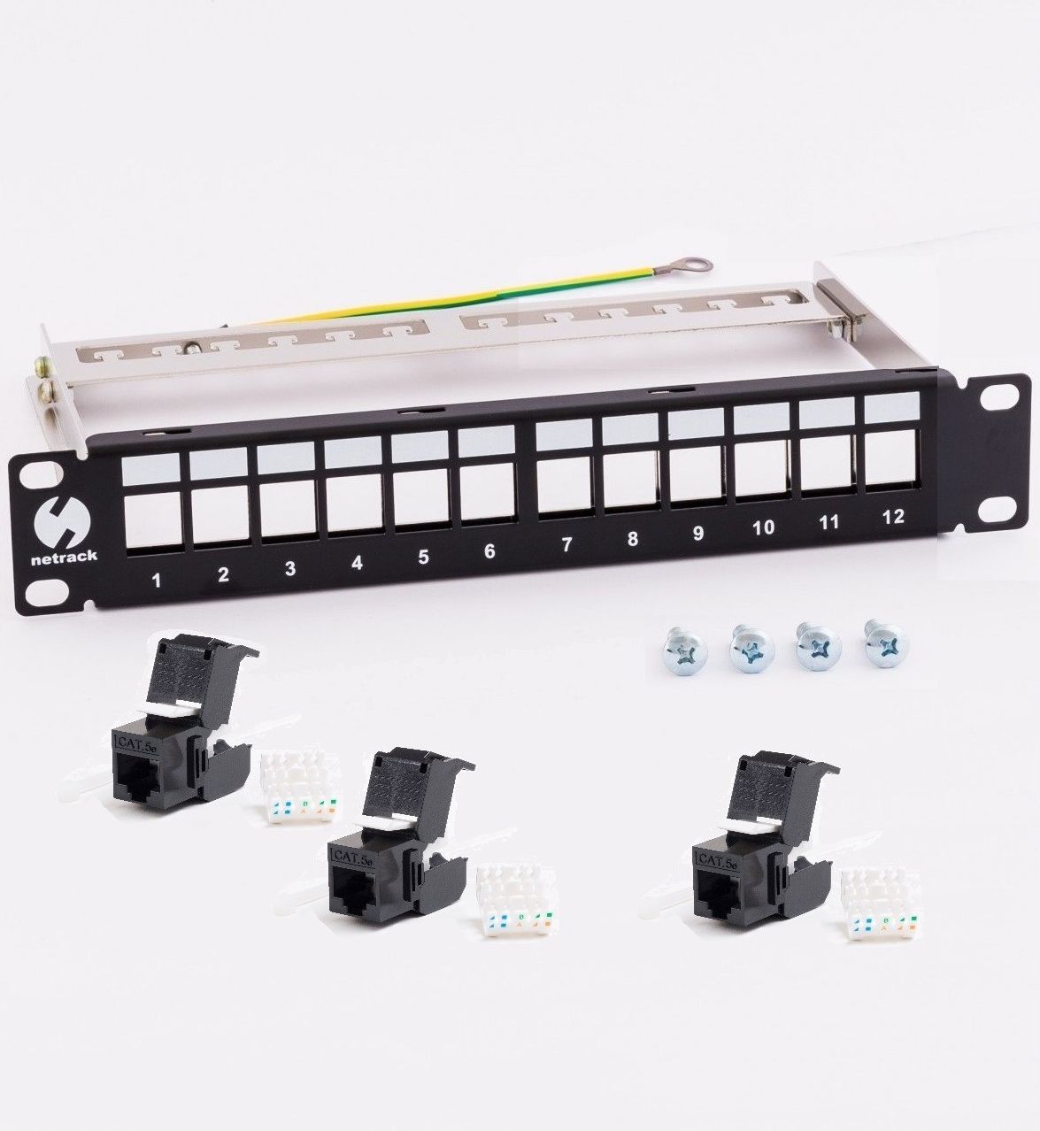 Netrack Patch panel keystone Rack 10 12 porty, Utp, wyposażony ...