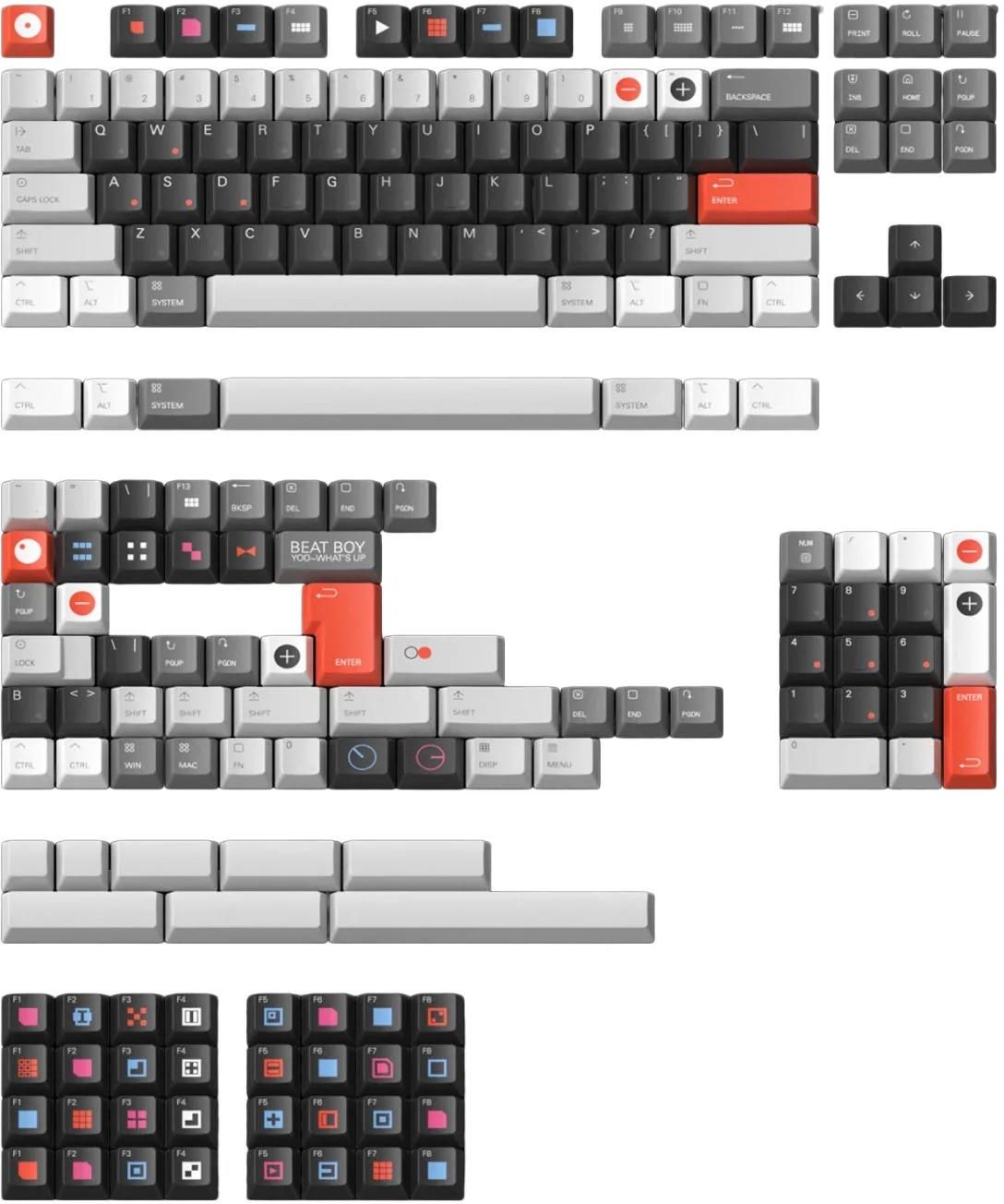 NuPhy - Beat Boy Berry Profile Dye-sub PBT Keycaps - Niskoprofilowe ...