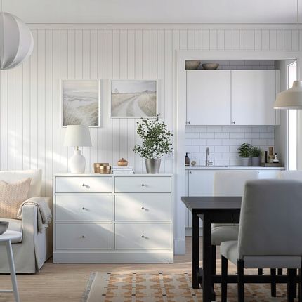 IKEA Komoda 6 szuflad 121x47x89 cm Biały HAVSTA 10599480