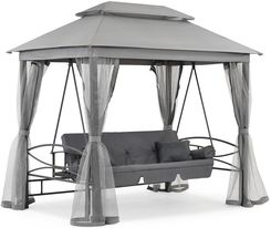 Garden Point Huśtawka Ogrodowa Metalowa Nicea Premium Szara