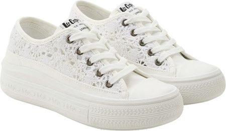 Lee Cooper buty damskie sportowe trampki białe platforma koronkowe