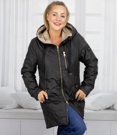 Płaszcz WIOSENNY pikowany z kapturem dwustronny zamek