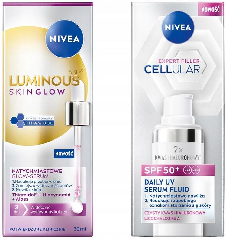 Nivea Luminous + Cellular Serum Przebarwienia + Fluid Z Filtrem Spf 50 ...