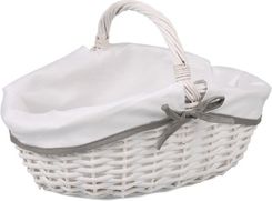 Zdjęcie Biały Kosz Wiklinowy Z Materiałem 39X27X14/18/27Cm - Bytom