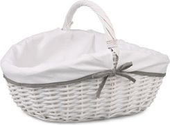 Zdjęcie Biały Koszyk Wiklinowy Z Materiałem 48X34X13/21/32Cm - Zabrze