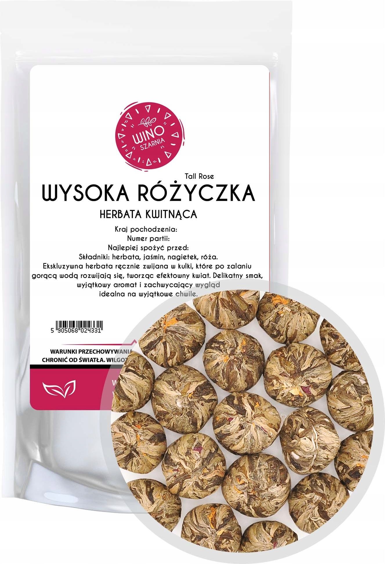 Herbata Winoszarnia Herbata Kwitnąca Zielona Wysoka Różyczka Tall Rose ...