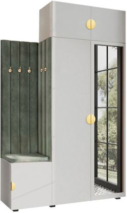 Garderoba Aria wersja 6 z lustrem i nadstawką Biała uchwyt półokrągły