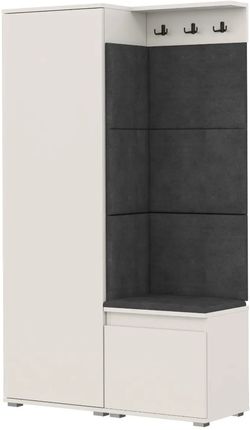 Garderoba do przedpokoju z siedziskiem Biała/Szara SINGAPUR 104 MEBLOWA 1 M1NEVA104BIALYSZARY