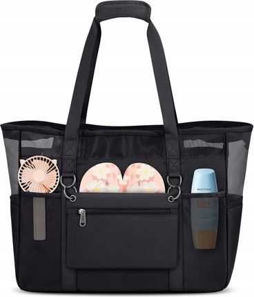 RAINSMORE Duża Torba Plażowa XXL Pojemna 40L Wodoodporna Składana Czarna