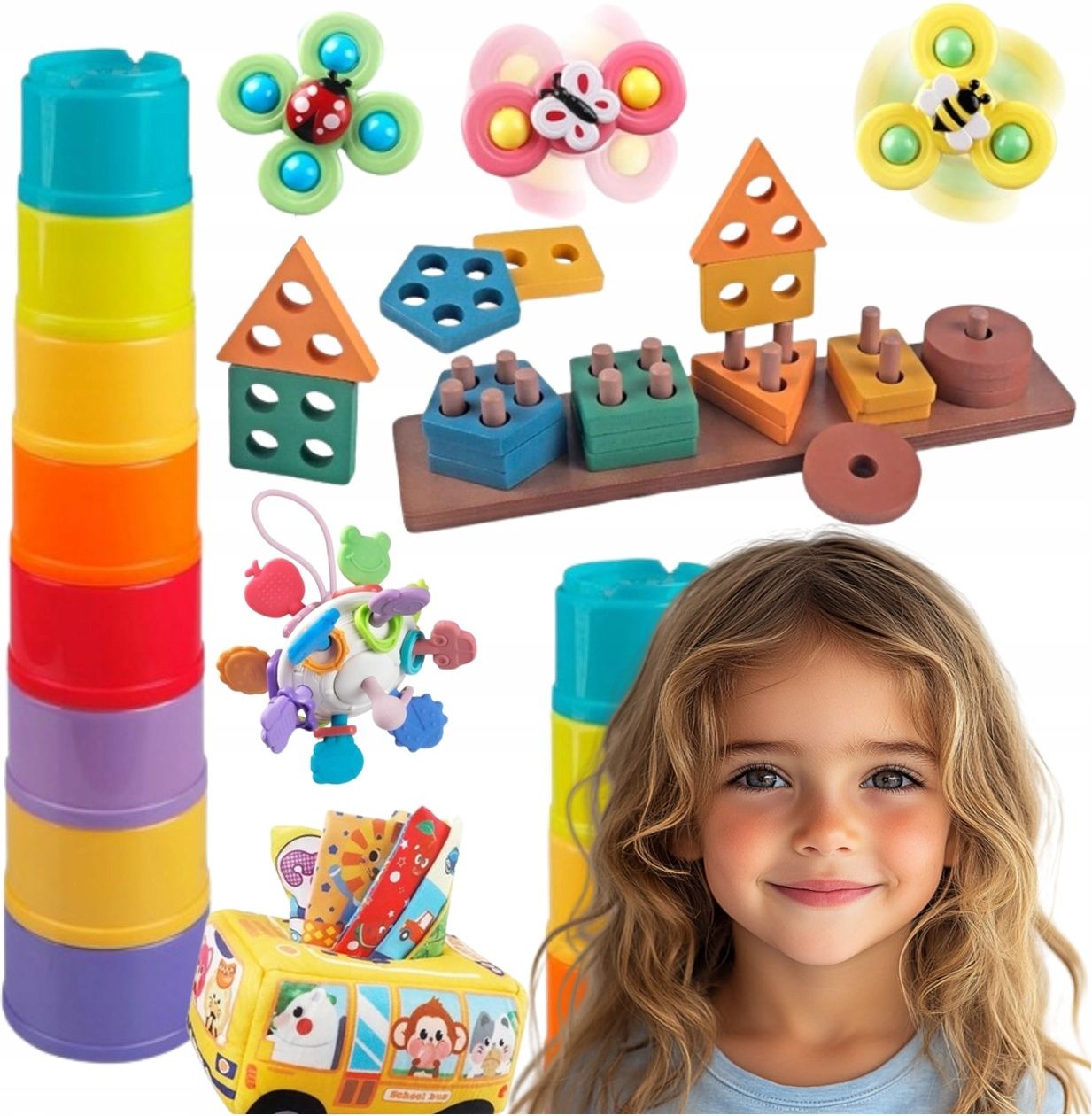 Ce Zabawka Edukacyjna Montessori Powyzej 6 Miesięcy Sensoryczna 5W1 ...