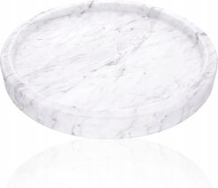 Zdjęcie Taca okrągła z kamienia marmurowa biała 25 cm (TACAMAR25WHITE) - Brwinów