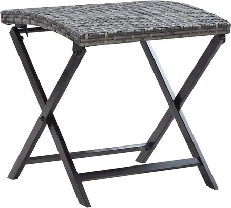 Składany Taboret Gravora Rattan PE i Stal Malowana Proszkowo Szary 44 x 44 x 40 cm G05234827
